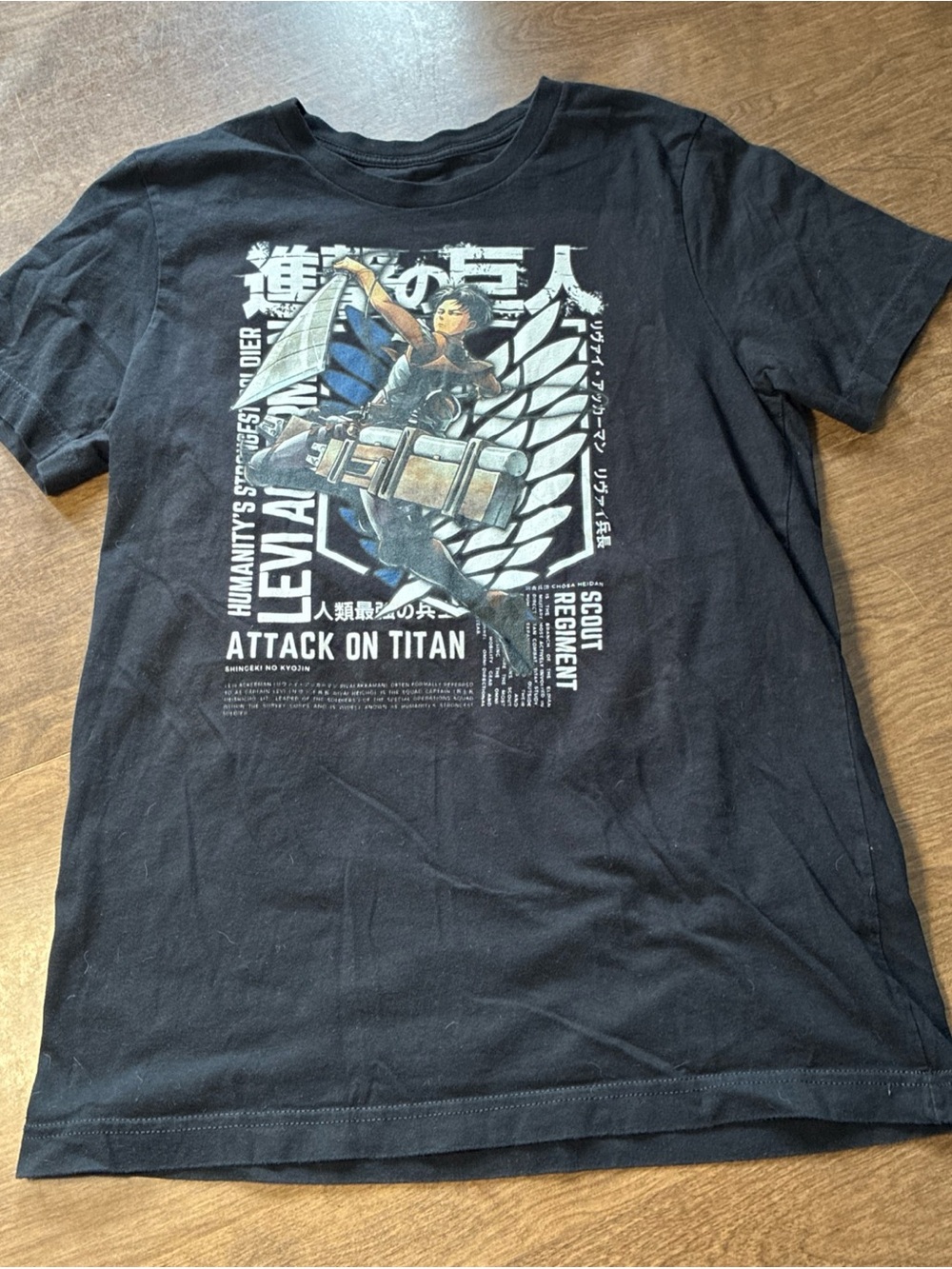 Black Attack on Titan Scout Regiment Graphic Tee featuring Levi